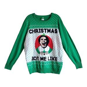 ELF Men's L Ugly Christmas Sweater Will Ferrell Christmas Got Me Like Long 42"